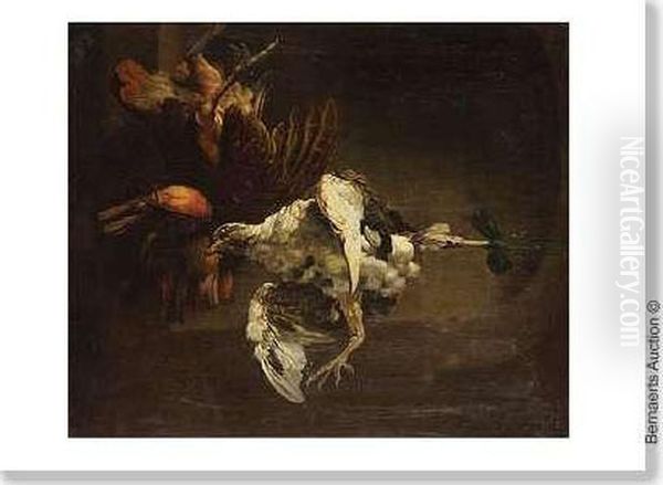 Attribue. Throphee De Chasse. Oil Painting by Cornelis van Lelienbergh