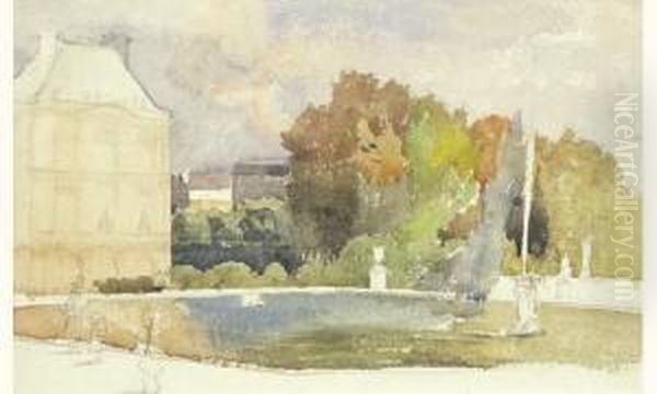 Le Bassin Du Luxembourg Oil Painting by Maurice Charles M. Lelievre