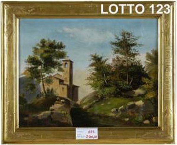 Paesaggio Con Chiesa Oil Painting by Giovan Battista Lelli