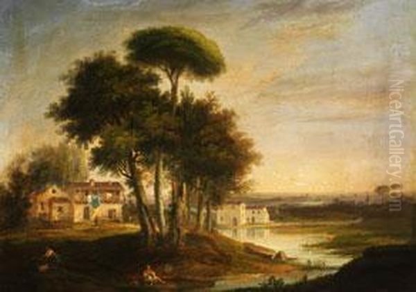 Lombardische Landschaft Oil Painting by Giovan Battista Lelli