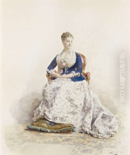 Portrait De Femme Assise Oil Painting by Alexandre Louis Leloir