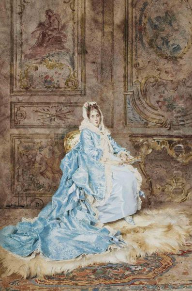 Elegante Assise Oil Painting by Alexandre Louis Leloir