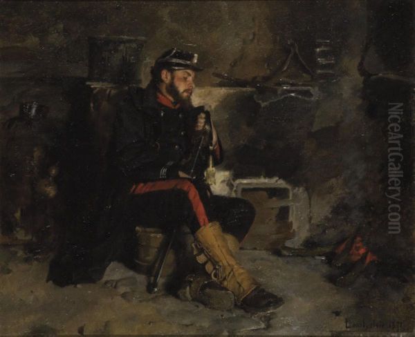 Hussard Oil Painting by Alexandre Louis Leloir