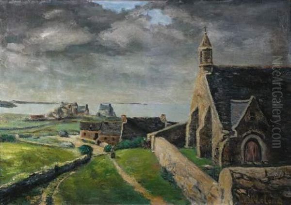 Village Breton Oil Painting by Paul Lelong