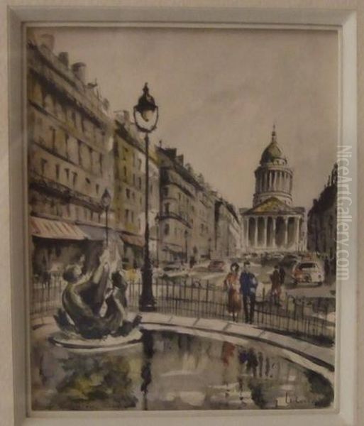 La Fontaine Du Pantheon Oil Painting by V. Lelong