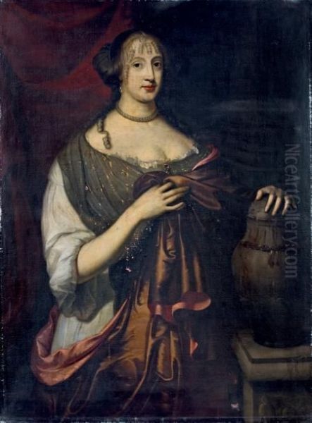 Portrait De Femme La Main Sur Une Urne Oil Painting by Sir Peter Lely