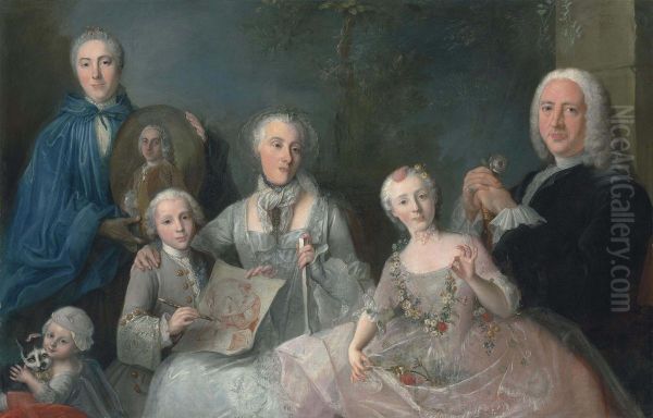 A Family Portrait Of A Gentleman Oil Painting by Jean Claude Lemaire