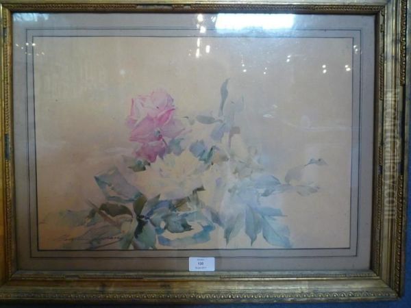 Nature Morte Aux Roses Oil Painting by Madeleine Jeanne Lemaire