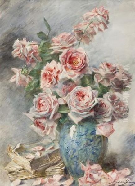 Bouquet De Roses Oil Painting by Madeleine Jeanne Lemaire