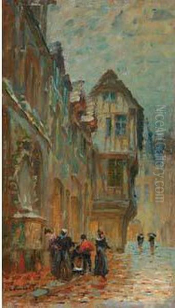  Servantes A La Fontaine, Vieille Rue Rouanaise  Oil Painting by Lemaitre Leon Jules