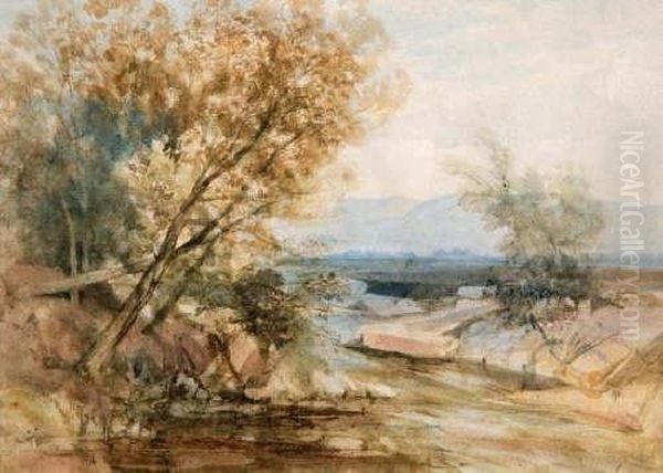 An Upland Stream Oil Painting by Robert Leman