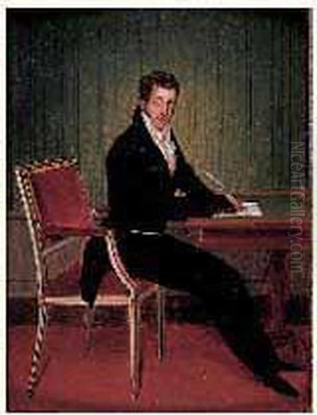 Portrait D'homme Assis A Son Bureau Oil Painting by Louis Nicolas Lemasle