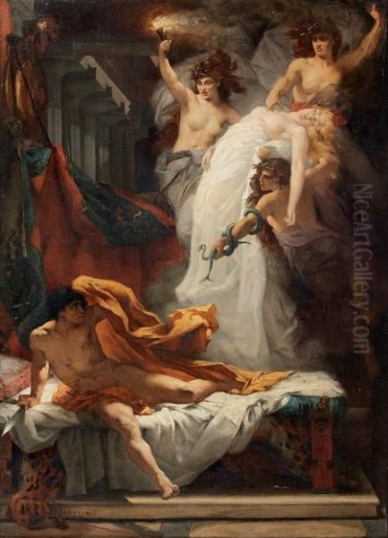 Oreste Et Les Furies Oil Painting by Francois Fernand J. Lematte