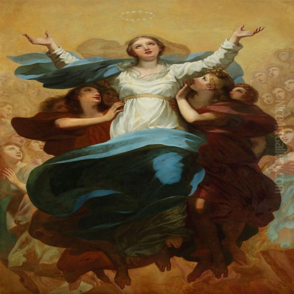 The Assumption Of The Virgin Oil Painting by Leontine Lemee