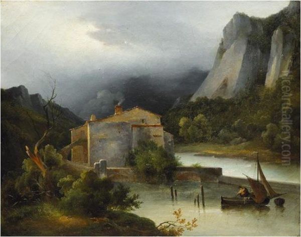 Paysage Crepusculaire Oil Painting by Charles Lemercier