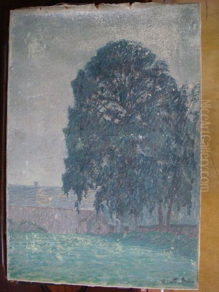 L'arbre Pres De La Grange Oil Painting by Charles Lemire