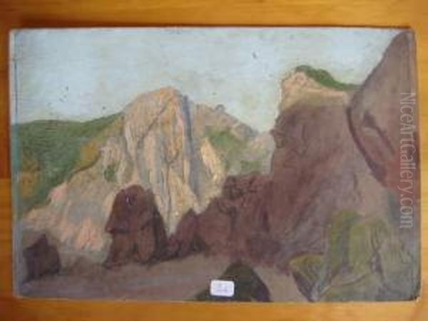 Paysage Rocheux Oil Painting by Charles, L'Aine Lemire