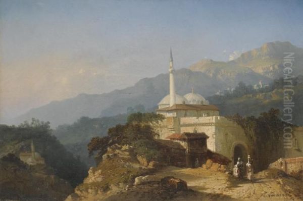 Une Mosquee Dans Les Montagnes Oil Painting by Theophile Victor Emile Lemmens