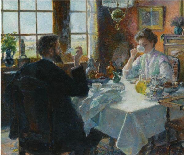 Une Tasse De Cafe Oil Painting by Georges Lemmers