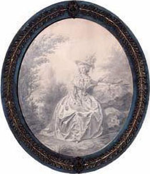 Jeune Femme Assise Dans Un Parc (mme Vigee-lebrun?) Oil Painting by Jacques-Antoine-Marie Lemoine