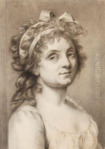 Portrait De Victoire Jobbe, Vicomtesse Heurtier Oil Painting by Marie-Victoire Lemoine