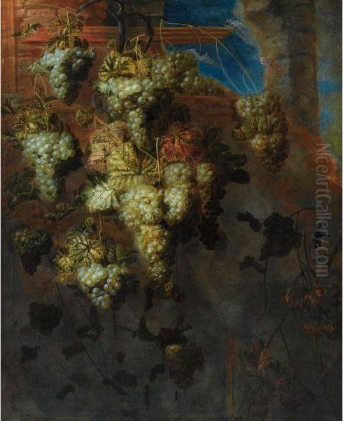 Nature Morte A La Treille De Raisin Oil Painting by Pierre Antoine Lemoine