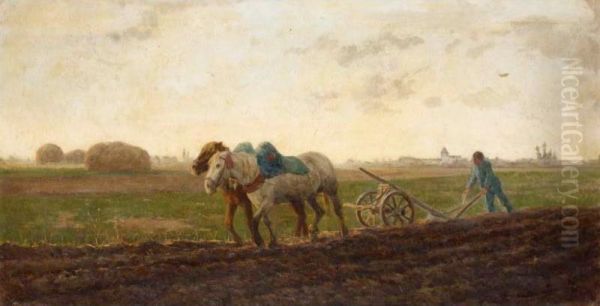 The Ploughing Team Oil Painting by Arthur Lemon