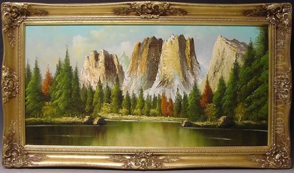 See Mit Gebirgslandschaft Im Hintergrund Oil Painting by Henry Lemon