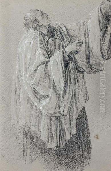 Etude D'homme En Robe D'eglise Oil Painting by Anicet-Charles-Gabriel Lemonnier