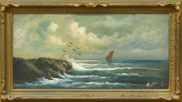 Mores Beach Cliff, Santa Cruz Oil Painting by William M. Lemos