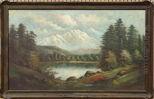 Landscape Of Mt. Shasta With Poppies Oil Painting by William M. Lemos