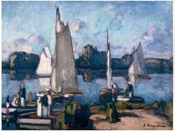 Promenade Pres Du Port Oil Painting by Edmond Lempereur