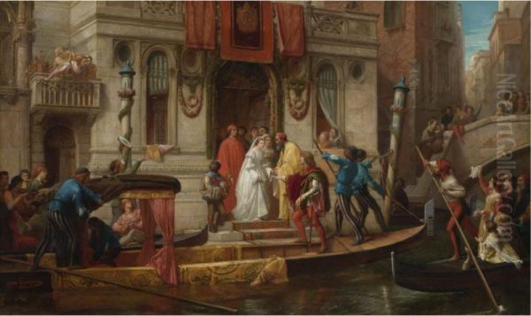 A Venetian Wedding Oil Painting by Jules Eugene Lenepveu