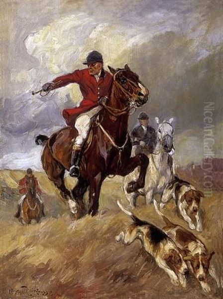 Fox Hunting Oil Painting by Ede Lengyel-Rheinfuss