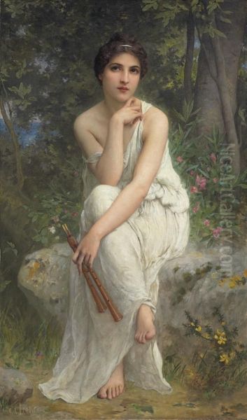 The Flute Player Oil Painting by Charles Amable Lenoir