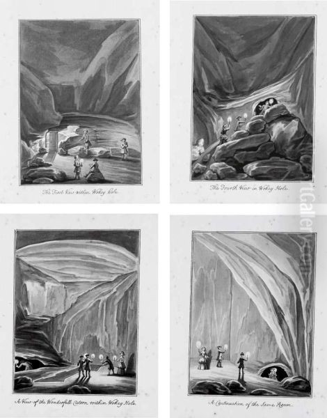 An Album Of Ten Drawings Of Wookey Hole, Mendip Hills,somerset Oil Painting by Bernardjr Goupy Iii Lens