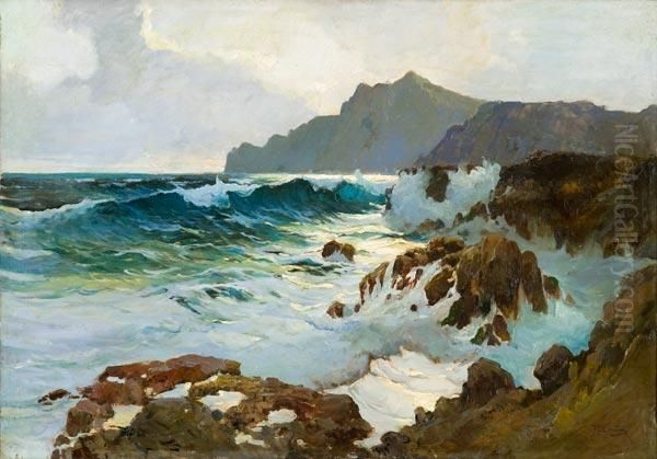 Mareggiata Sulla Costa Oil Painting by Rocco Lentini