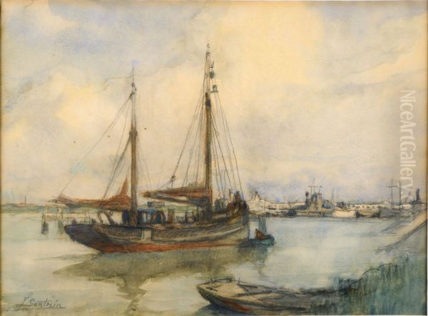 Le Port D'ostende Oil Painting by Jules Lentrein