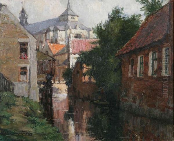 Stadsgezicht Oil Painting by Jules Lentrein