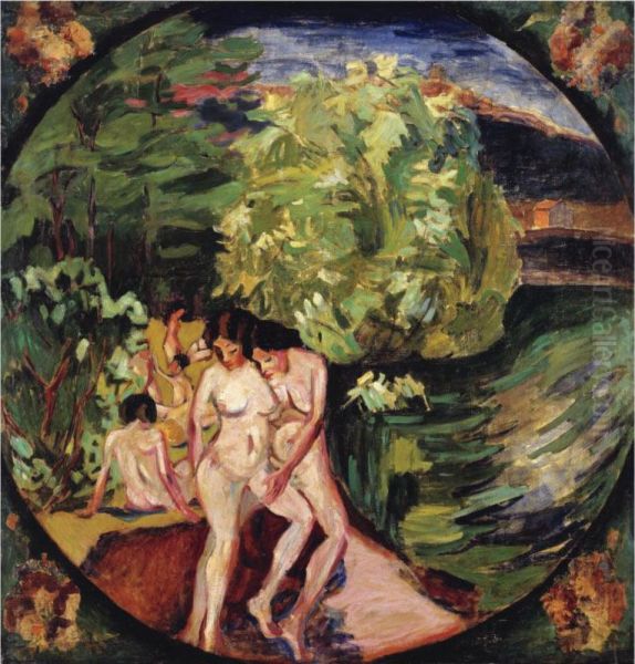 Bathers Oil Painting by Aristarkh Vasilievic Lentulov