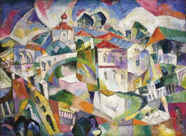 Cubist Cityscape Oil Painting by Aristarkh Vasilievic Lentulov