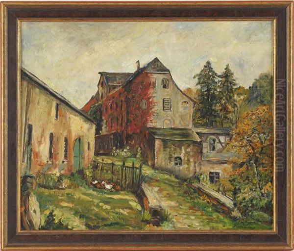 Herbstliche Dorfidylle Oil Painting by Karl Lenz