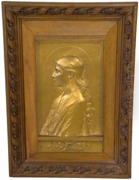 Bronze Bas Relief Of Saint Cecilia Oil Painting by Agathon Leonard