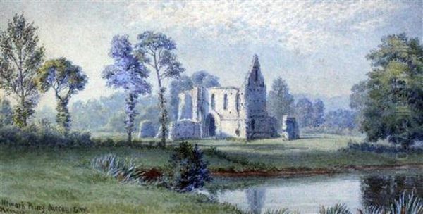 Newark Priory Oil Painting by John Henry Leonard