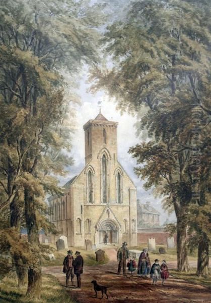 Nun Monkton Church, Yorkshire Oil Painting by John Henry Leonard