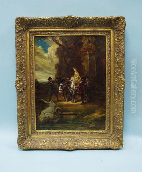 Forest Scene Withfigures Oil Painting by Johannes Leonhard