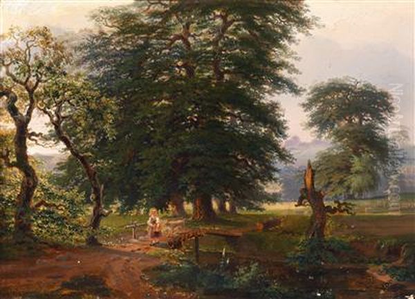 Auf Dem Weg Zur Schule Oil Painting by Eduard Emil August Leonhardi