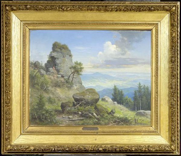 Landscape With Mountains Oil Painting by Eduard Emil August Leonhardi