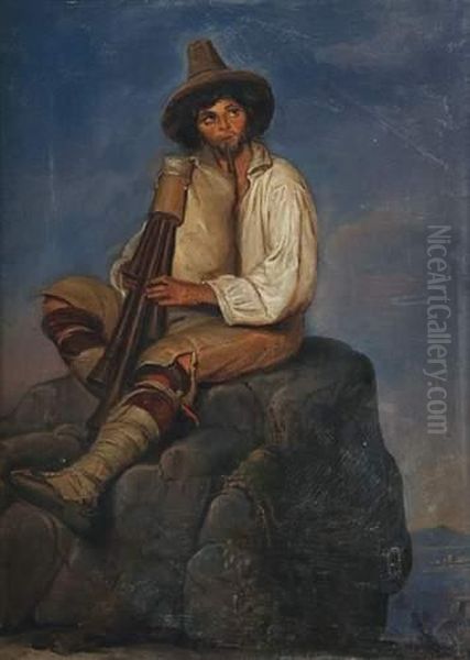 Le Joueur De Cornemuse Oil Painting by Robert Leopold