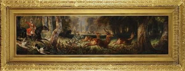 La Chasse A Courre Oil Painting by Francois Gabriel G. Lepaulle